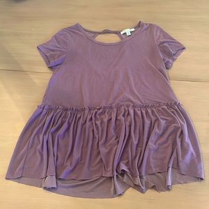 purple flowy top with a cut out back